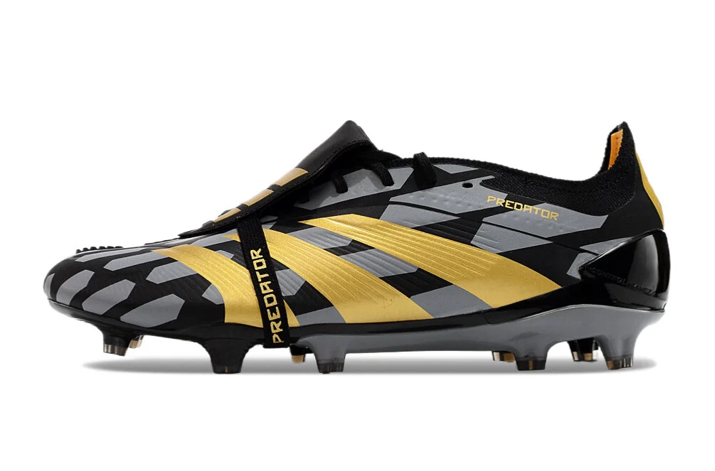 Chuteira Adidas Predstrike Elite Campo - Preto/Dourado/Cinza
