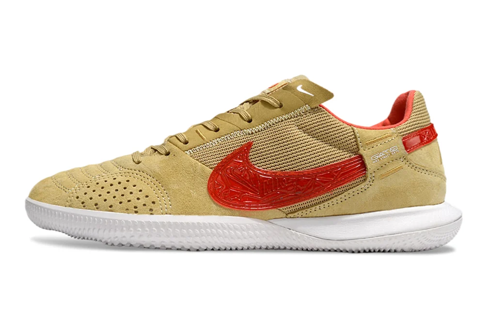 Chuteira Nike Street Gato Futsal IC - Branco/Bege/Laranja